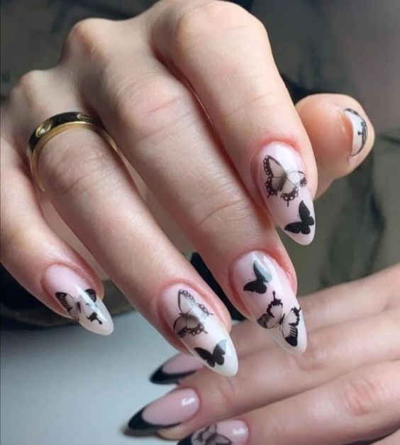 50 Eye-Catching Nail Art Designs : Different Colour Flower Milky White Nails