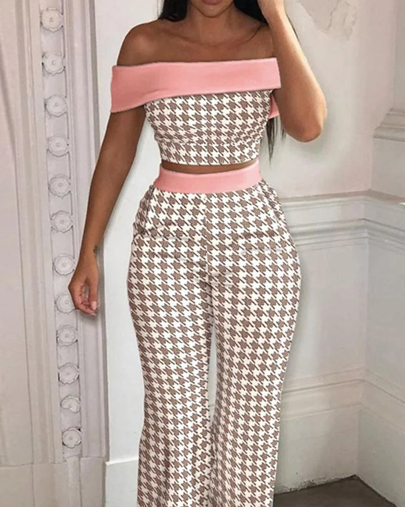 Off Shoulder Jacket Casual Pants Set