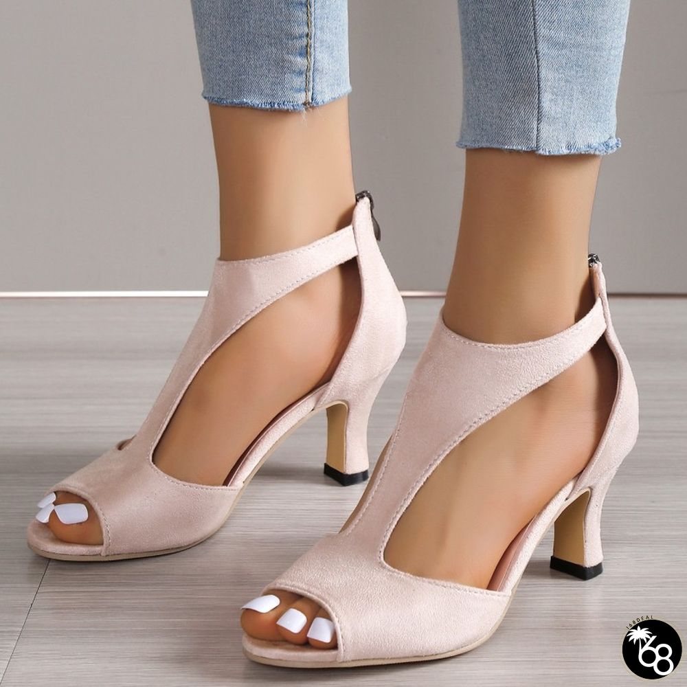Cream White Casual Hollowed Out Patchwork Fish Mouth Out Door Shoes  | 168DEAL