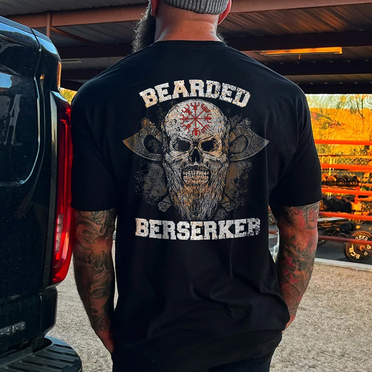Livereid Bearded Berserked Skull Printed Men's T-shirt - Livereid