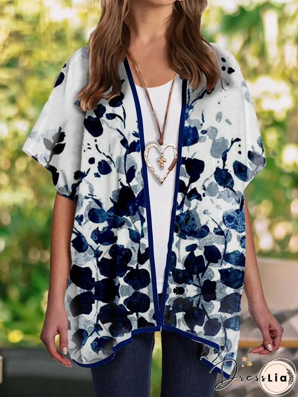 Loose Pattern Short Sleeve Outerwear