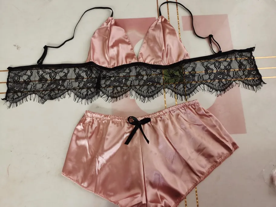Churchf 2020 New Sexy Lingerie Women's Pyjamas Satin Silk Doll Lace Pajamas Pajamas Set
