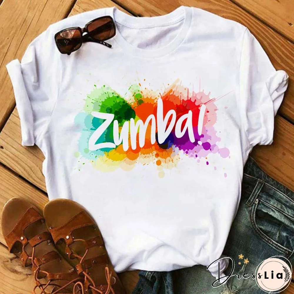 Maycaur Rainbow Love Zumba Dance Print Women Tshirts New Funny T Shirt Hip Hop Graphic Tees Shirt Femme Camisetas Mujer
