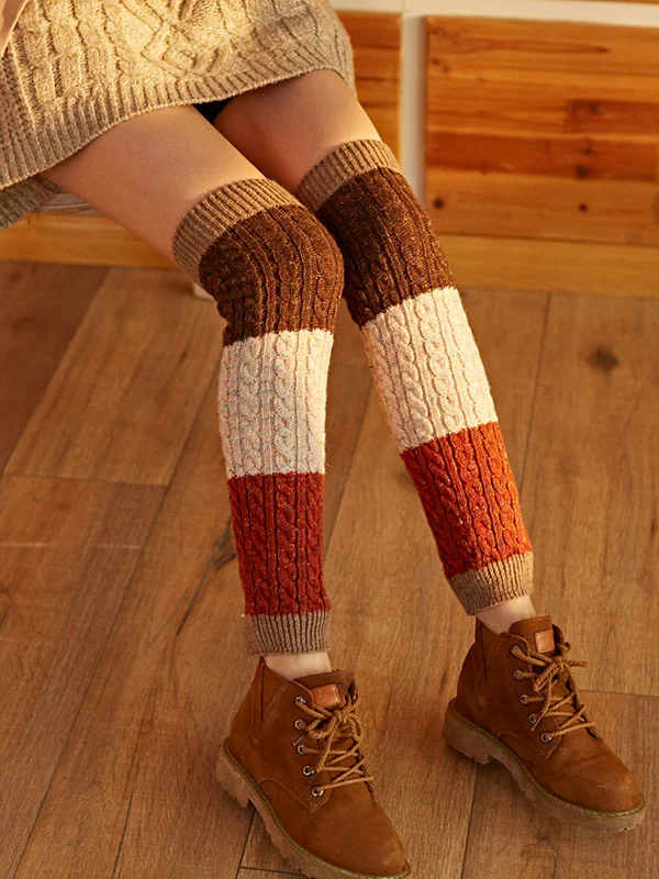 Casual Keep Warm Contrast Color Leg Warmers Accessories