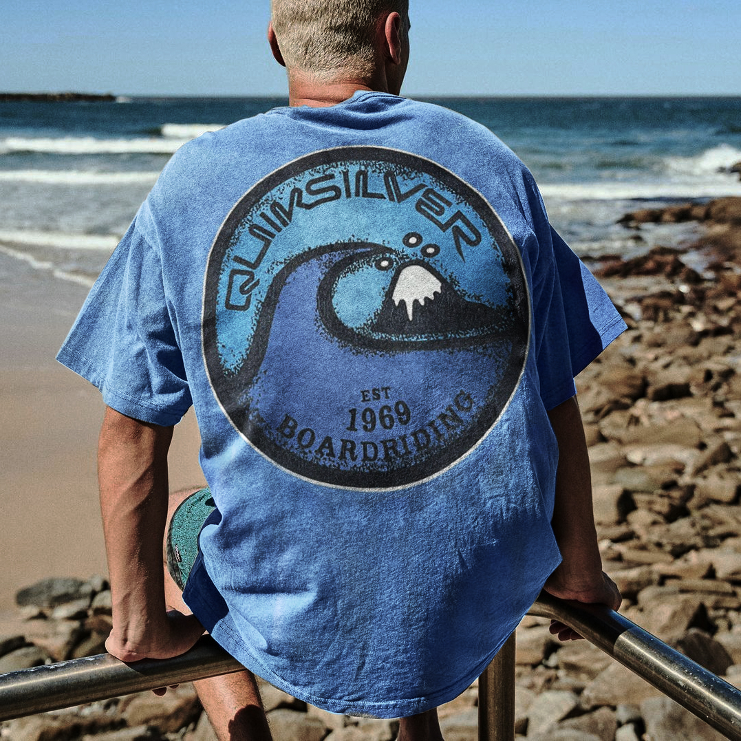 Vintage Oversized Unisex Holiday Surf Print T-shirt / [blueesa] /
