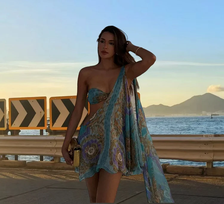 Off-shoulder Cutout Mini Party Dress