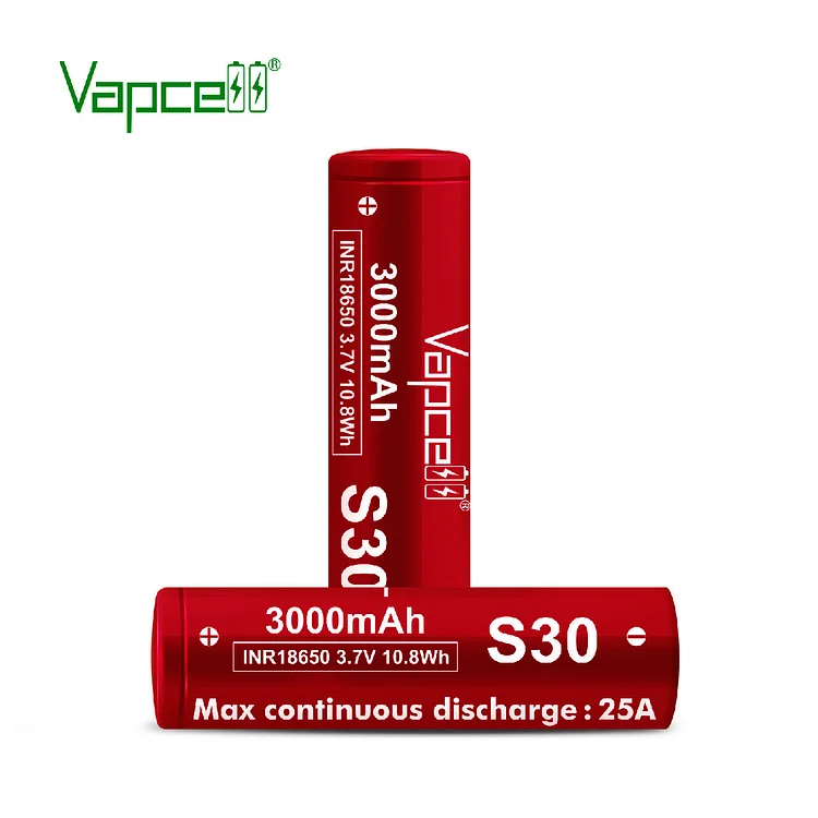 Vapcell 18650 3000mah 25A S30  Flat Top Rechargeable Battery (pack of 2)
