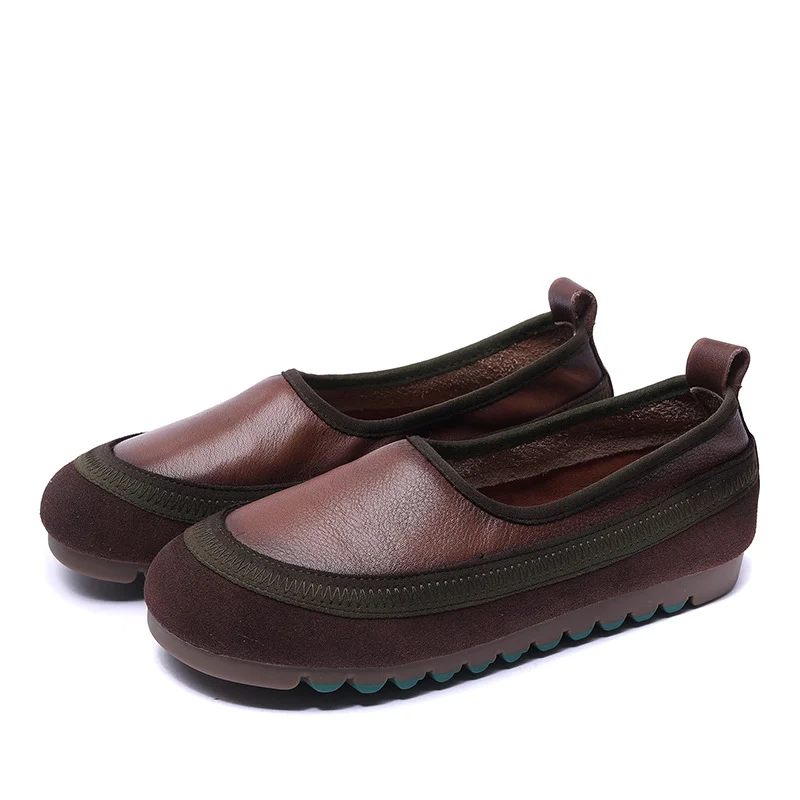 Yyvonne Layer Of Cowhedry Hand-Made Soft-Soled Single Shoes Four Seasons Of New Sen Tethered Lazy Shoes Leather Flat Women's Shoes