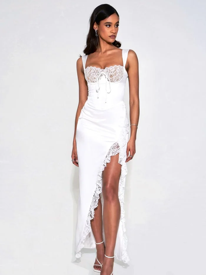 🔥2023New-White Lace Satin Maxi Corset Dress💃-Buy 2 Free Shipping