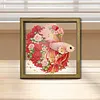 Diamond Painting Special Shaped Drill Roses and Goldfish With Frame(8.46x8.46inch)