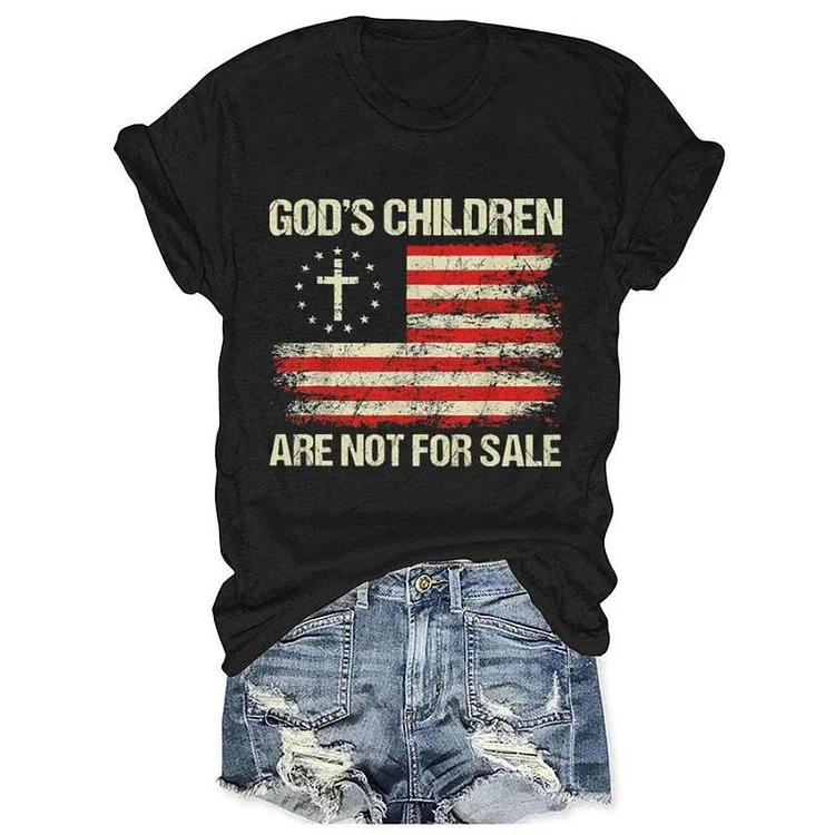 Women's Casual God'S Children Are Not For Sale Printed Short Sleeve T-Shirt The Cold Blanket