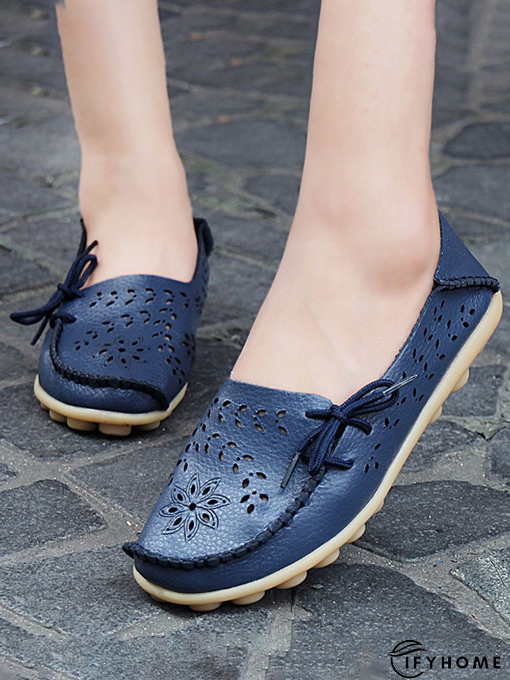 Cowhide Hollow Lace-up Portable Shoes | IFYHOME