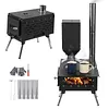 [US Local Warehouse] Portable Wood Burning Stove with Stainless Steel Construction Compact Tent Stove Chimney Pipes Included Firewood Stoves for Outdoor Heating & Cooking Ice Fishing Hunting