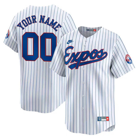 Youth Montreal Expos Nike White Throwback Cooperstown Collection Limited Custom Jersey
