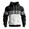 Men's Vintage Black And White Ethnic Aztec Pocket Hoodie And Sweatpants Jogger Set by Inlyline