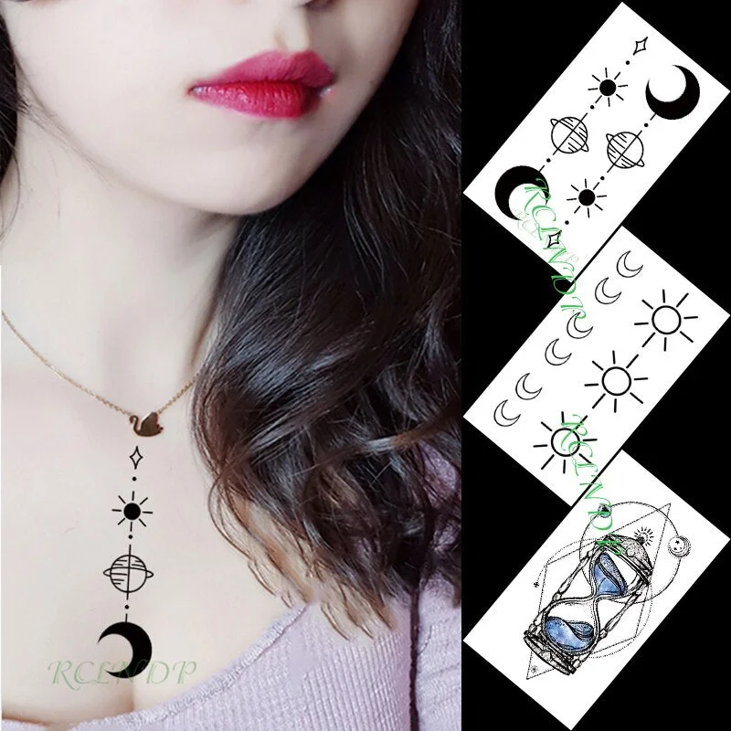 Waterproof Temporary Tattoo Sticker Cross Love Heart Diamond Lighting Small Art Tatto Flash Tatoo Fake Tattoos for Men Women