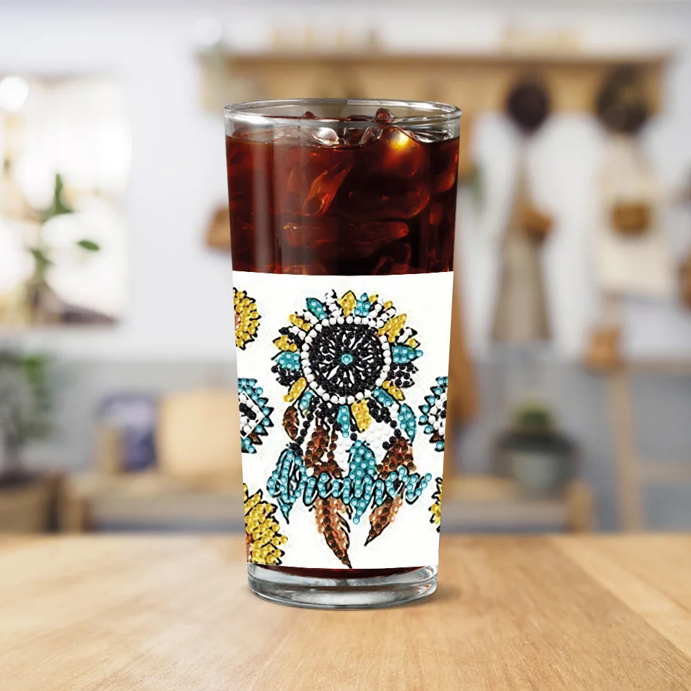 4pcs DIY Dreamcatcher Rhinestone Stickers Diamond Painting Sticker for Cup(Without Cup)