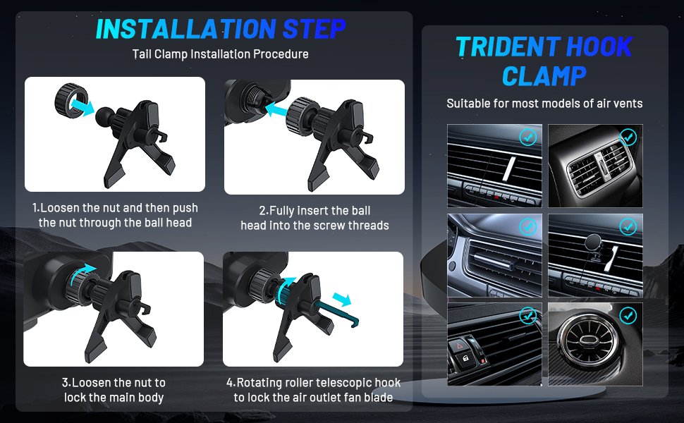 One-Touch Rotatable Car Phone Holder Wireless Charger Mount 