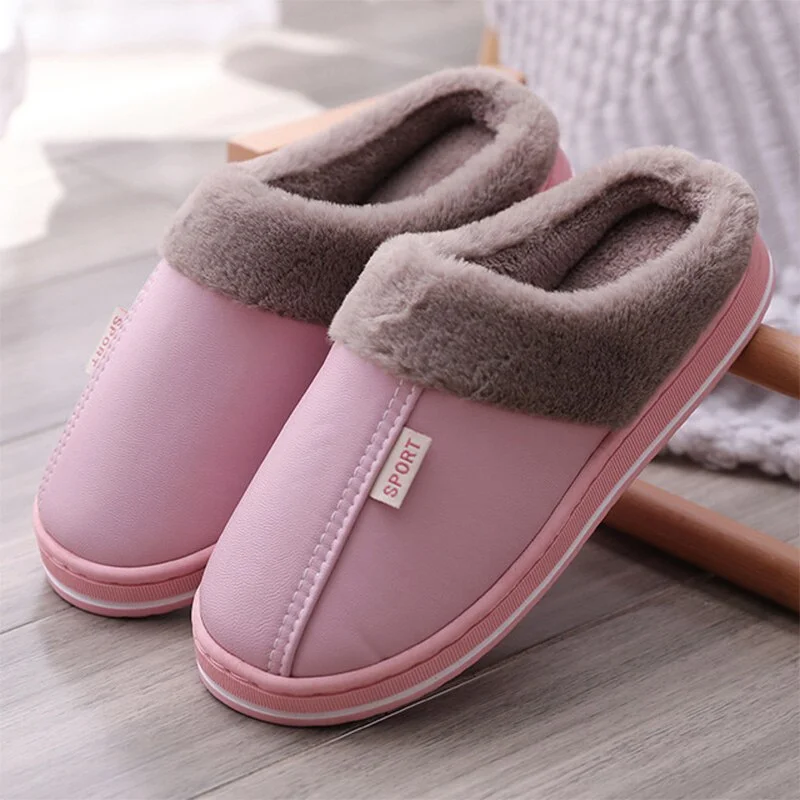 Qengg MCCKLE Women's Home Slippers Plush Warm House Shoes for Women 2021 Non-slip Soft Winter Indoors Bedroom Couples Floor Slipper