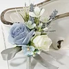 10PCS Blue Wedding Catering Bridal Groom Guests Corsage Boutonniere Wrist Artificial Flower Bouquets