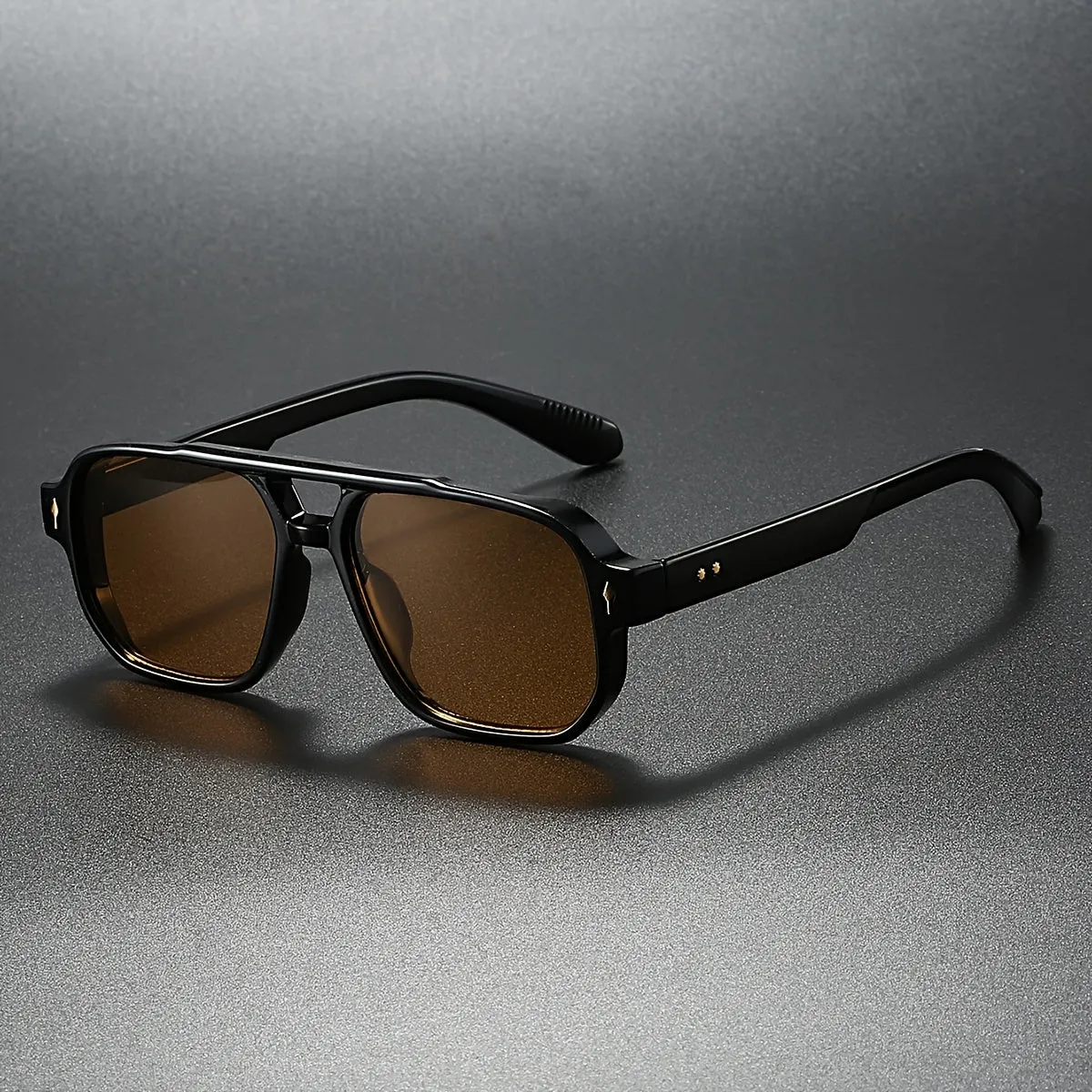 Men's Aviator Sunglasses &ndash; UV400 Double-Bridge Frames &ndash; Shadow Amber