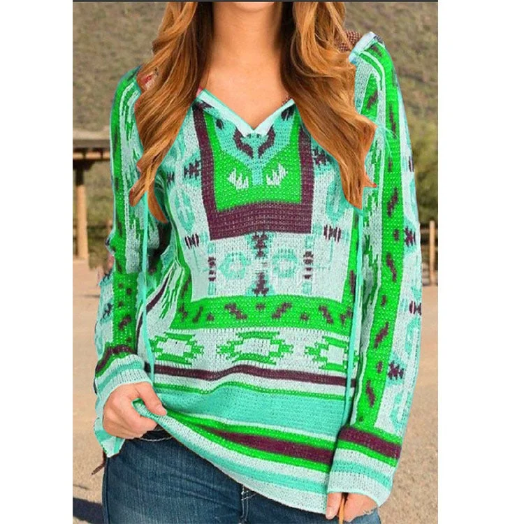 Women's Ethnic Style Hooded Sweater