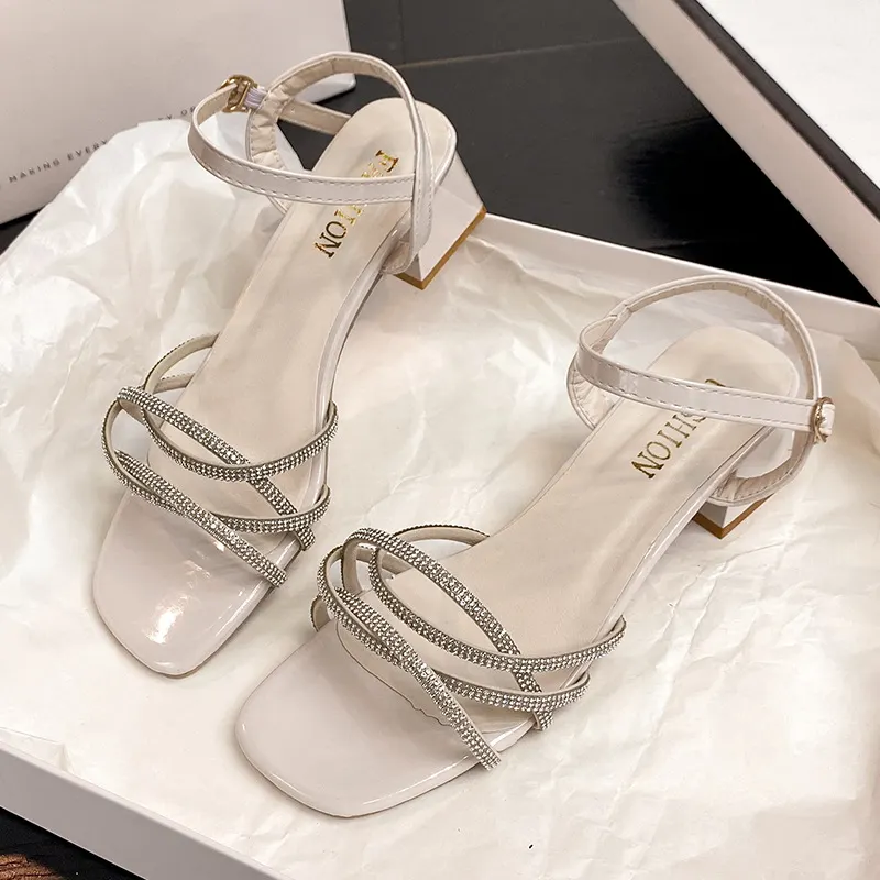 Breakj Breakj Drill Sandals In Women's Sandals 2025 Summer New Thick Heel With Buckle Fairy Wind Toess Sandals
