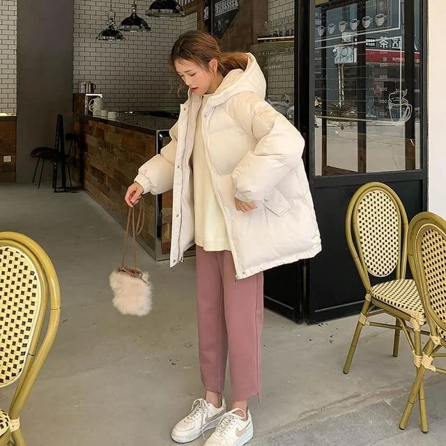 New  Women Short Jacket Winter Thick Hooded Cotton Padded Coats Female Korean Loose Puffer Parkas Ladies Oversize Outwear