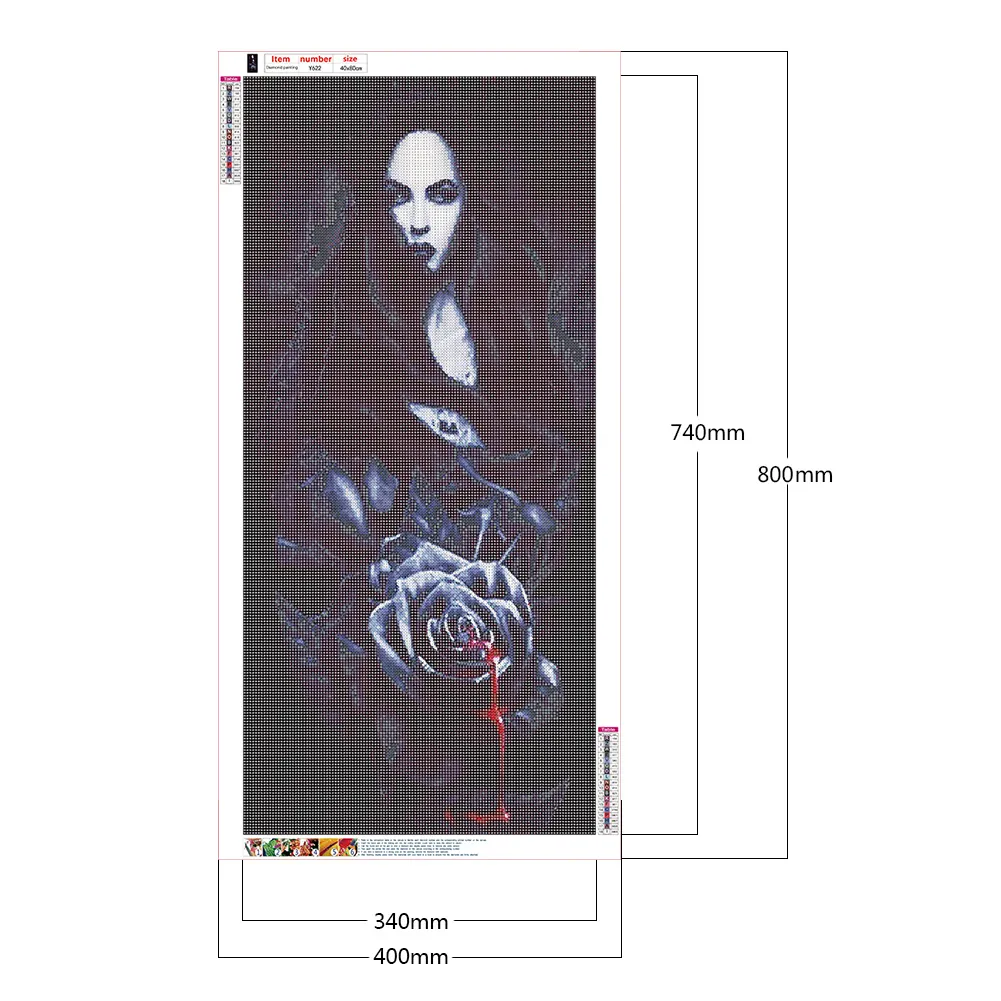 Full Round Diamond Painting 40*80cm - Dark Rose Girl