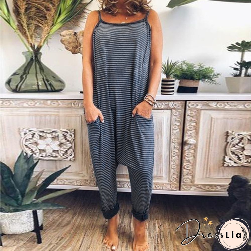 S-XXXXXL Women Sleeveless Casual Tank Playsuit Pockets Holiday Comfy Baggy Dungarees