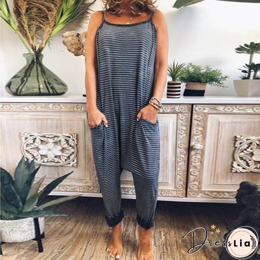 S-XXXXXL Women Sleeveless Casual Tank Playsuit Pockets Holiday Comfy Baggy Dungarees