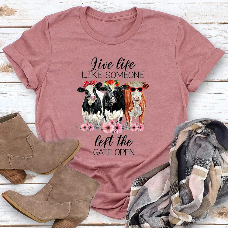 Someone Left the Gate Open Heifer Cow T-Shirt Tee-014797