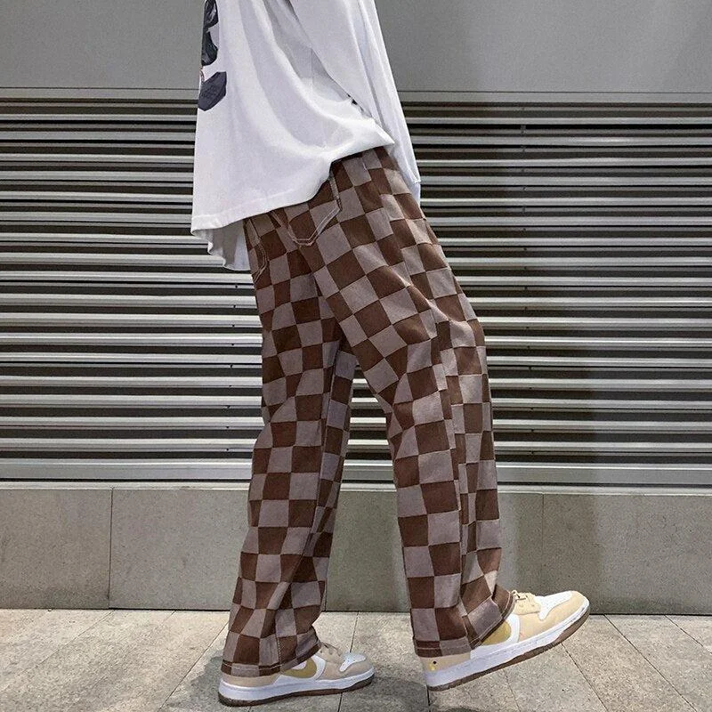 Brownm Checkered Pants