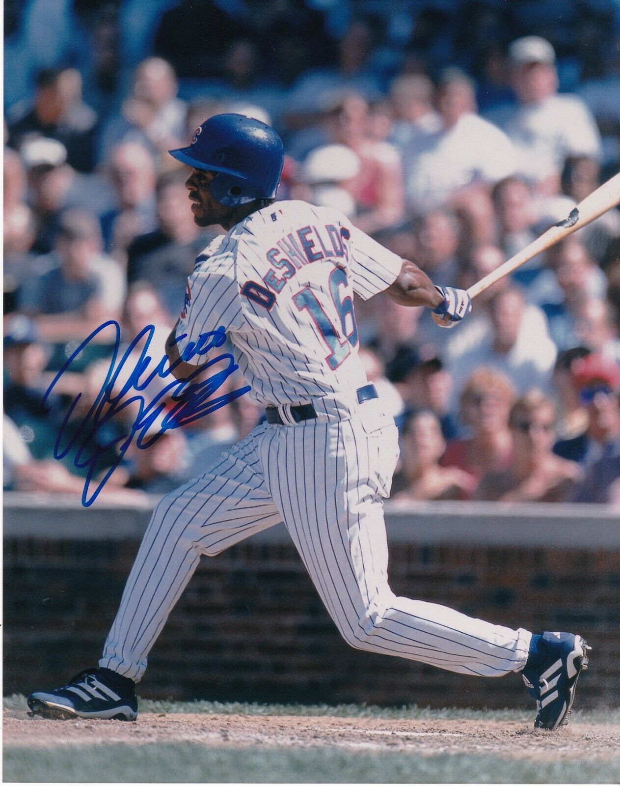 DELINO DESHIELDS CHICAGO CUBS ACTION SIGNED 8x10