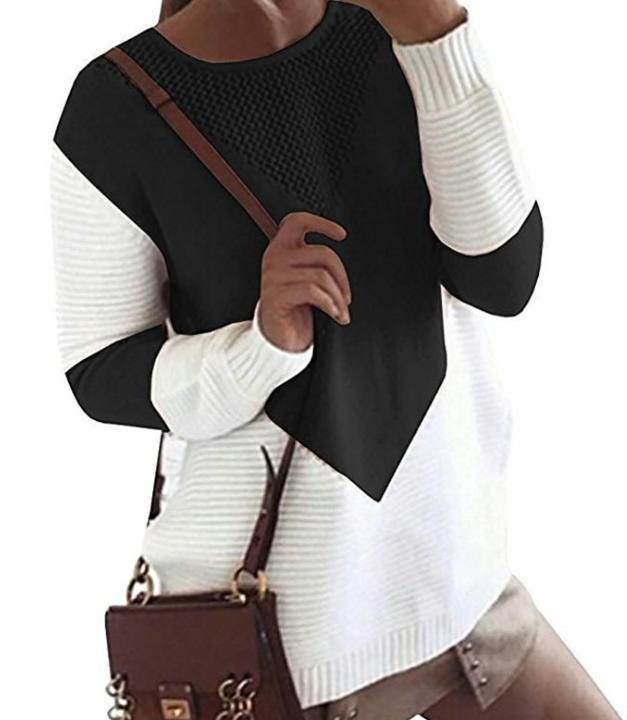 Fashion Stitching Sweater Bottoming Sweater Top | EGEMISS