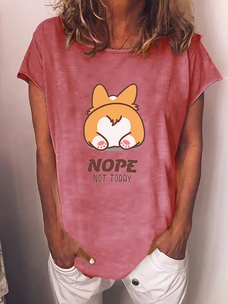 Bestdealfriday Not Today Corgi Puppy Casual Woman's T-Shirts Tops