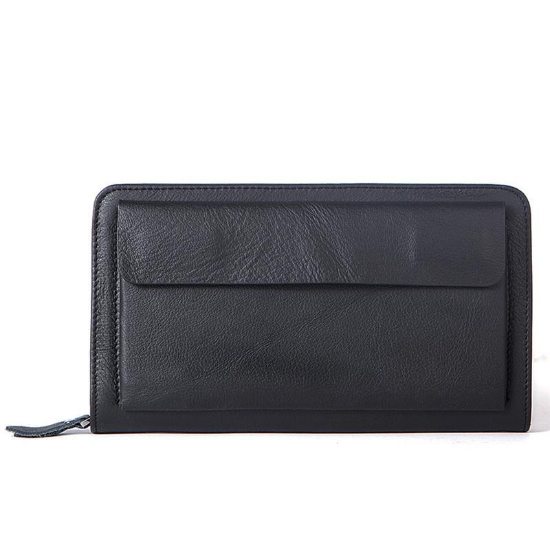 Card Holder Contrast Color Soft Leather Currency Pocket Zipper Closure Wallet