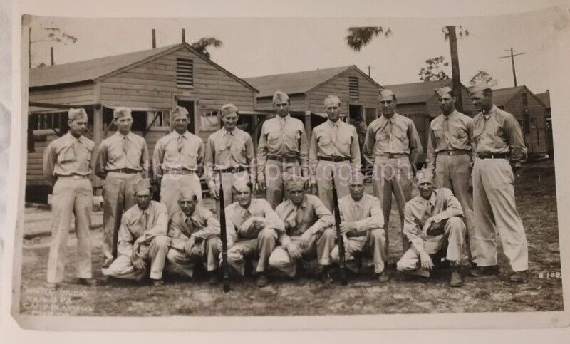 CAMP BLANDING Florida bw 8 x 13.5 FOUND Photo Poster painting Vintage MILITARY PORTRAIT 03 15