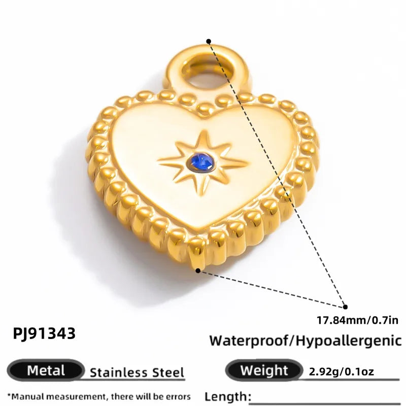 1 Piece 16.47mm 304 Stainless Steel Zircon Geometric Heart Shape Eye Pendant Jewelry Accessories