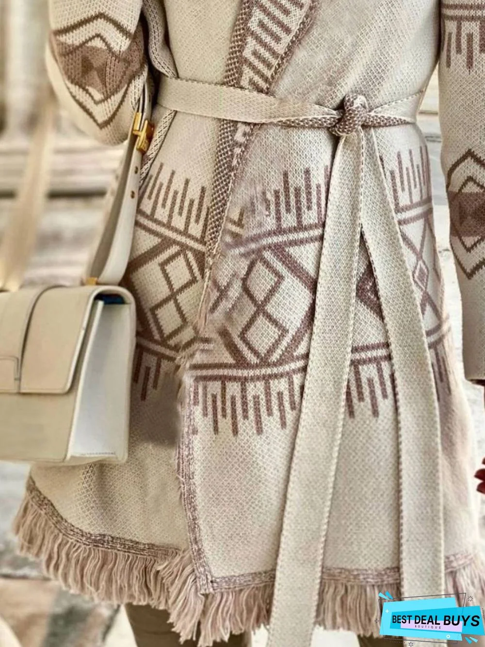 Casual Long Sleeve Tribal V Neck Sweater coat