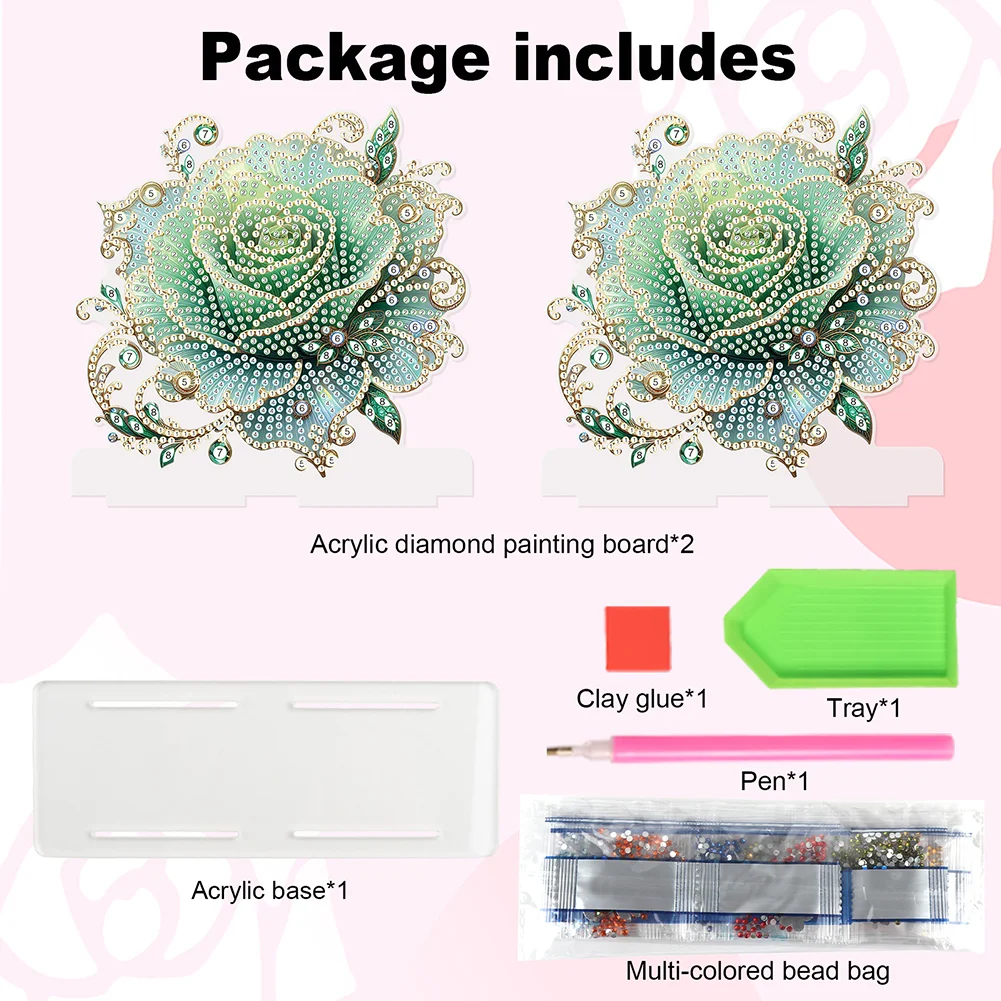 5D DIY Rose Diamond Art Acrylic Paper Towel Storage Rack Decor for Home Decor