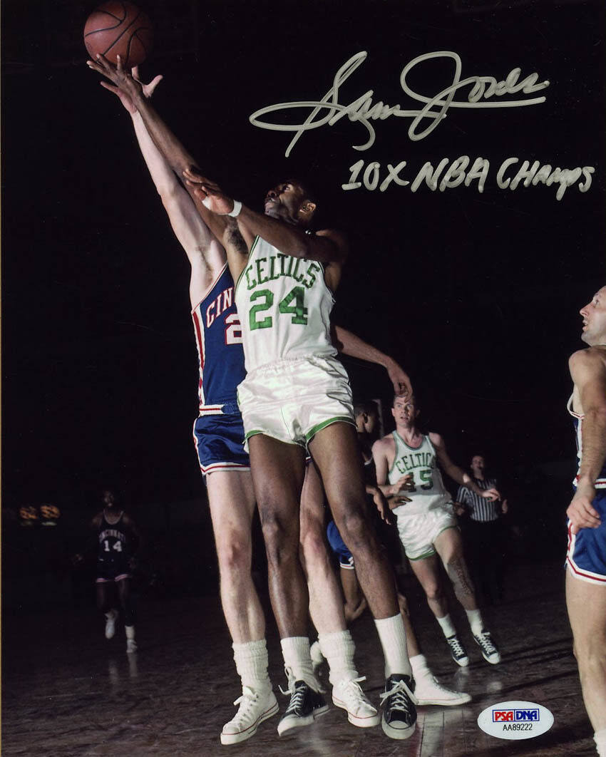 Sam Jones SIGNED 8x10 Photo Poster painting +10 x NBA Champs Boston Celtics PSA/DNA AUTOGRAPHED