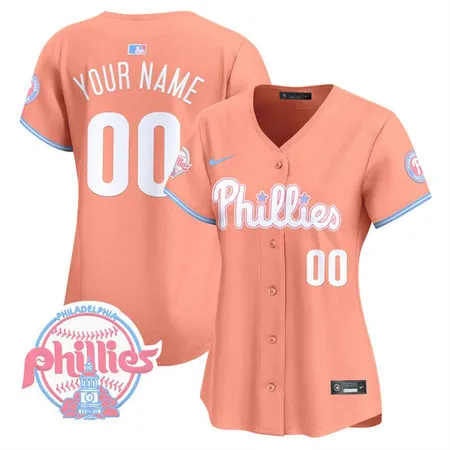 Women's Philadelphia Phillies Bubblegum Peach Vapor Premier Limited Custom Jersey