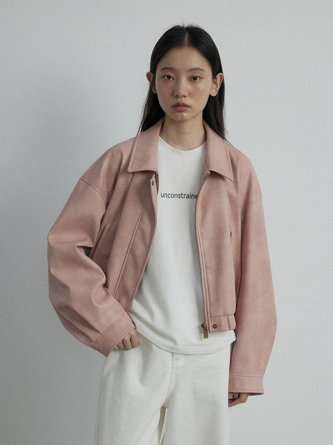 Woherb [Daihe] Autumn New Casual Lapel Versatile Simple Super Soft Fashion Do Old Sense PU Leather Coat H7054-Outfit Ideas