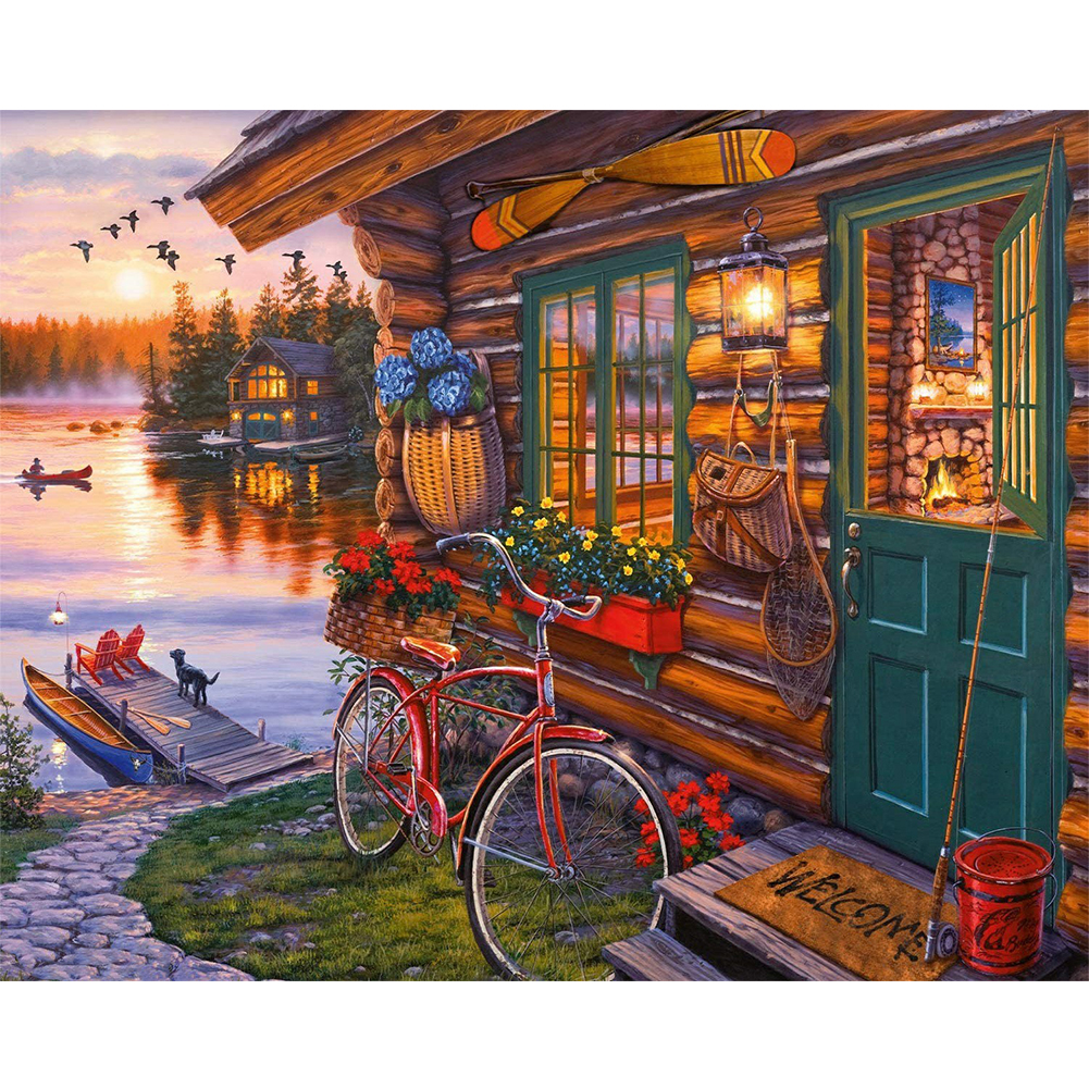 

Lakeside Scenery - Round Drill Diamond Painting - 50*40CM, 501 Original