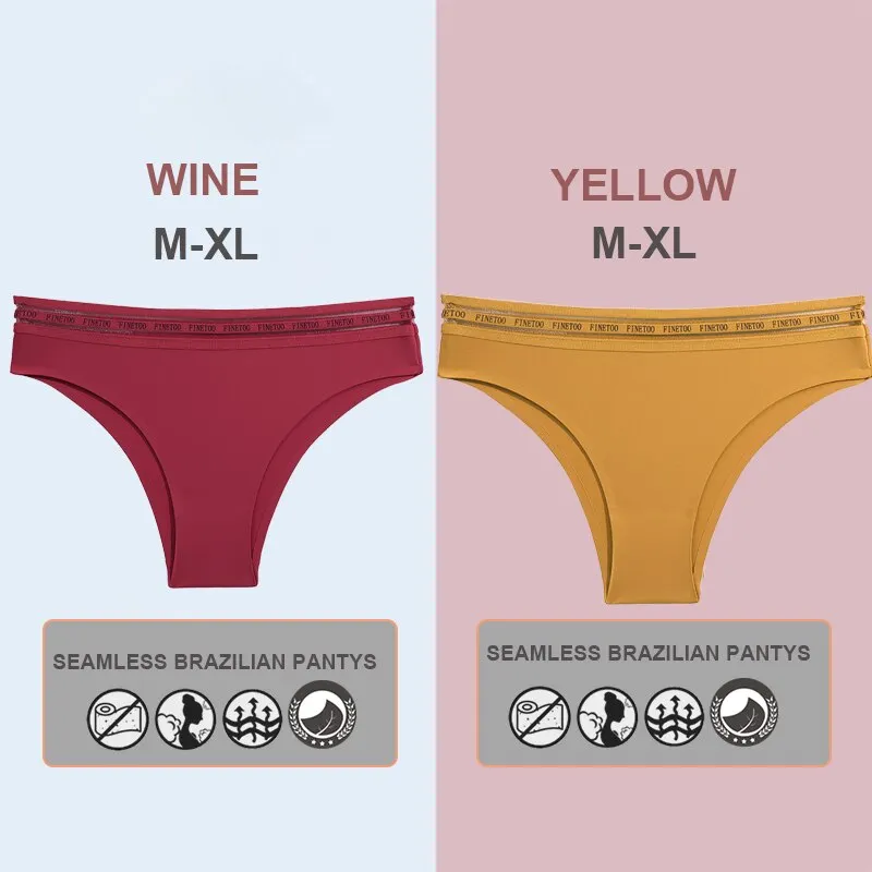 FINETOO 2PCS/Set Women Seamless Lingerie Letter Underpants Ladies 6 Solid Colors M-XL Woman Sexy Panties Briefs Underwear Thong