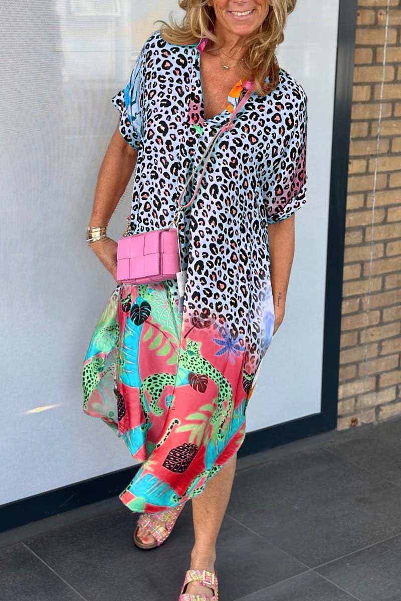 🔥Buy now and pay only 10%💕Women's Casual Leopard Print Short Sleeve Dress