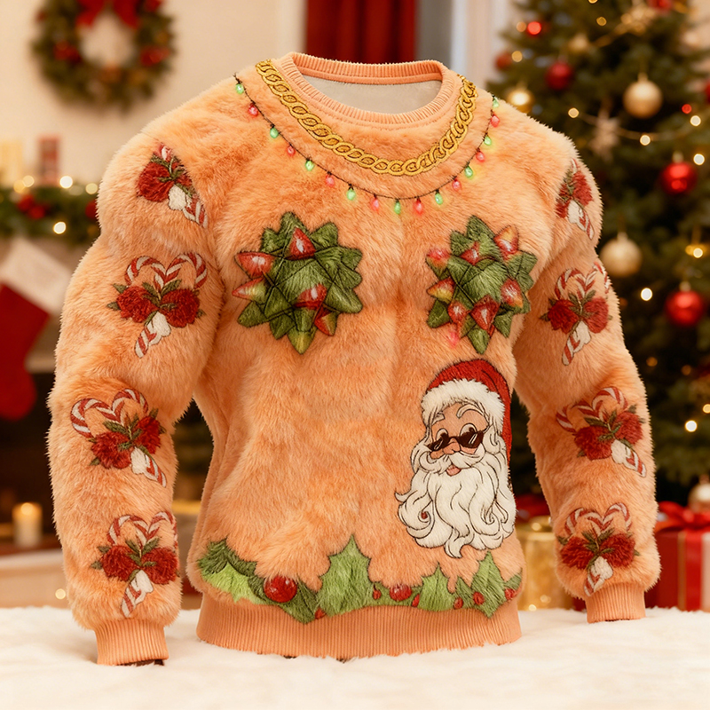 Men's Ugly Christmas Pattern Plush Sweatshirt elevenforest