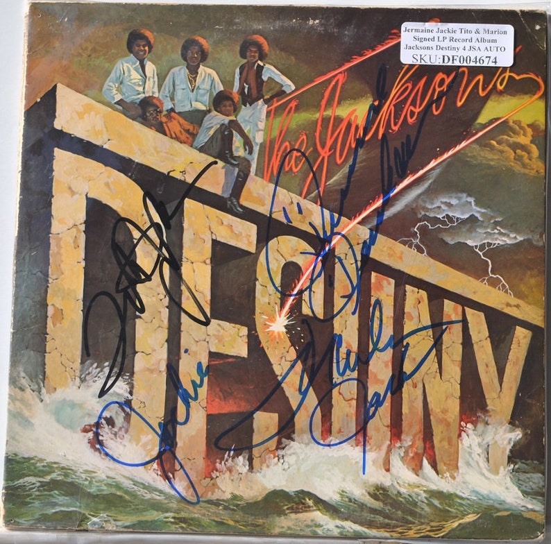 JACKSON FIVE DESTINY Signed Album X4 Jermaine, Tito, Jackie, Marlon wcoa