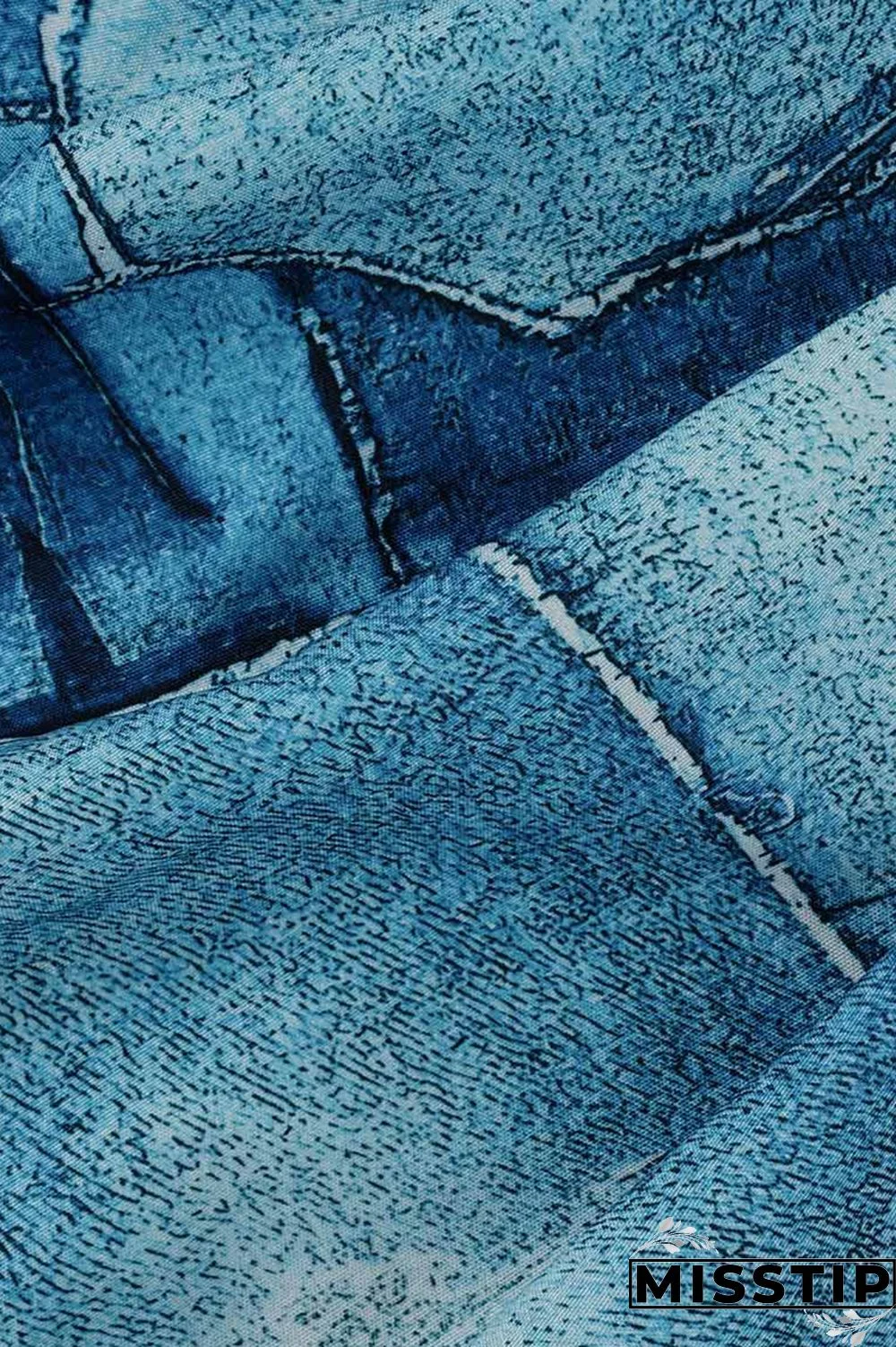 Blue Fashion Casual Print Patchwork Turndown Collar Shirt Dress